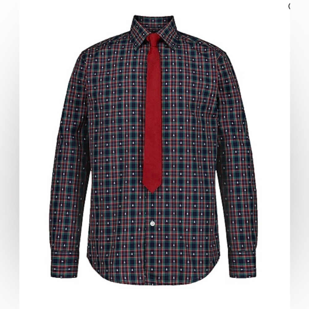 TFW Size M 10-12 Boys Long Sleeve Point Collar Shirt + Tie Set, New WithTags